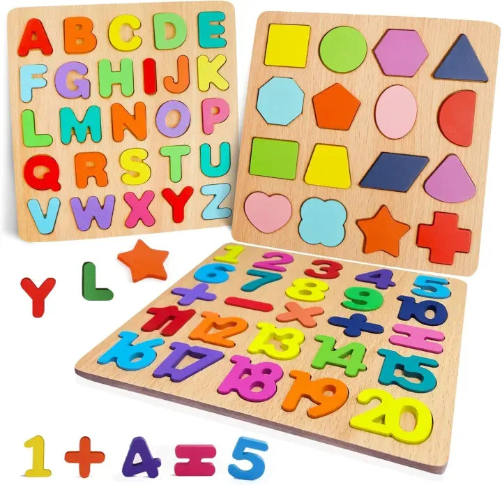 Educational Learning Toy Letters Numbers Alphabet Wooden Puzzle Wooden Matching Game Kids Puzzle Wooden Board